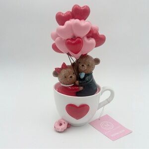 Martha Stewart Valentine Teddy Bears Tea Cup Heart Balloons Figurine Romantic